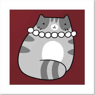 Blue Tabby Pearl Necklace Posters and Art